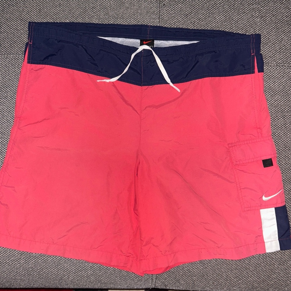Vintage 90s Nike Pink and Navy Swim Shorts Large